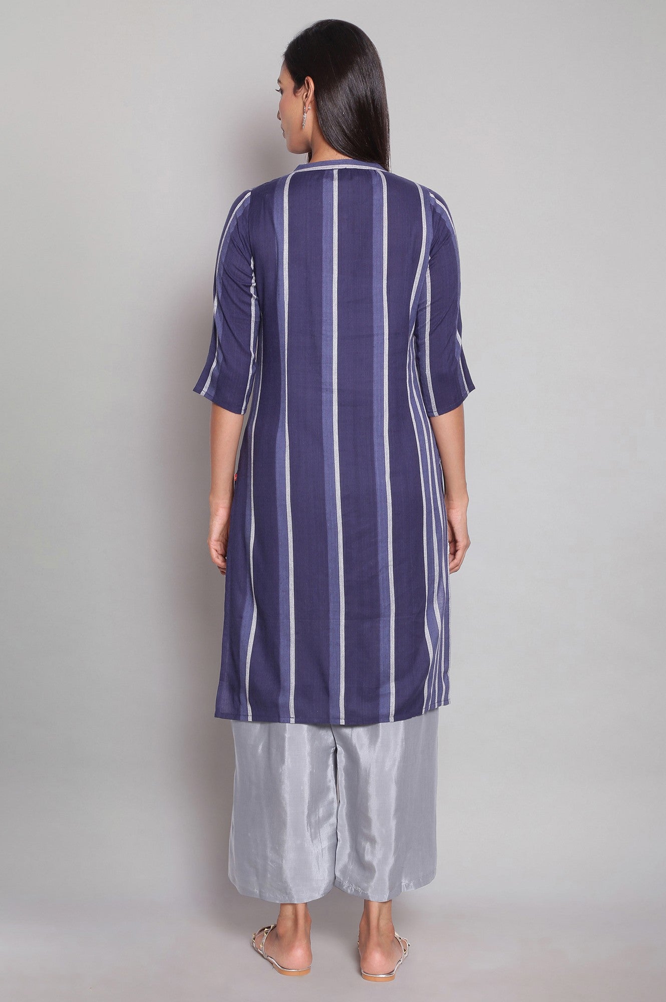 Blue Yarn Dyed Stripe Print kurta