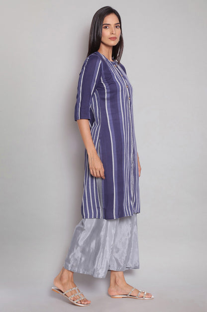 Blue Yarn Dyed Stripe Print kurta