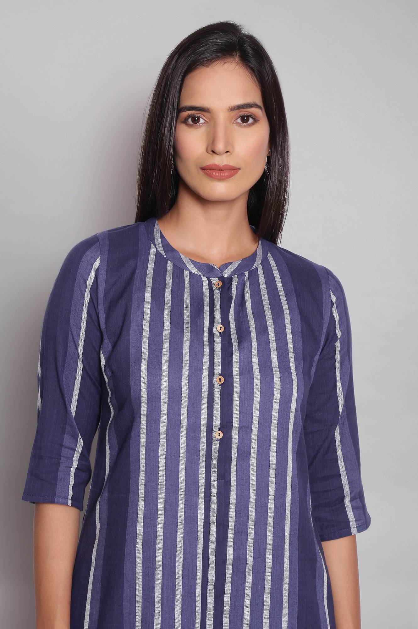 Blue Yarn Dyed Stripe Print kurta