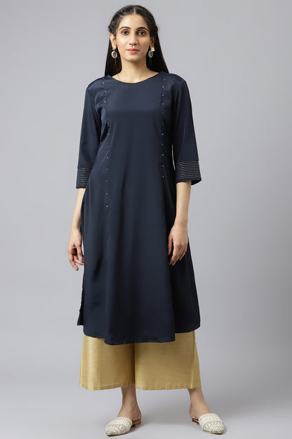 Blue Sequin Light Festive kurta