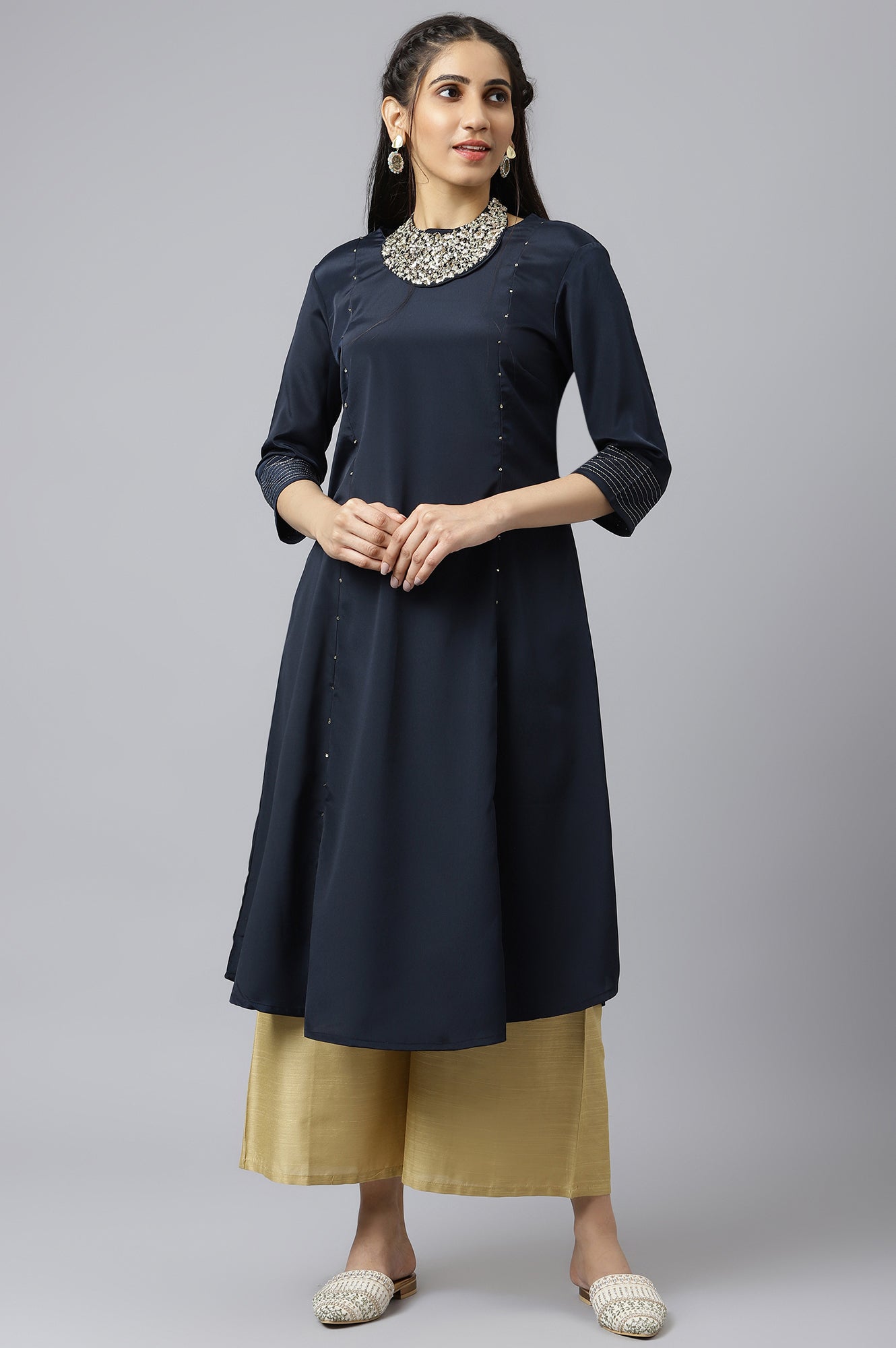 Blue Sequin Light Festive kurta