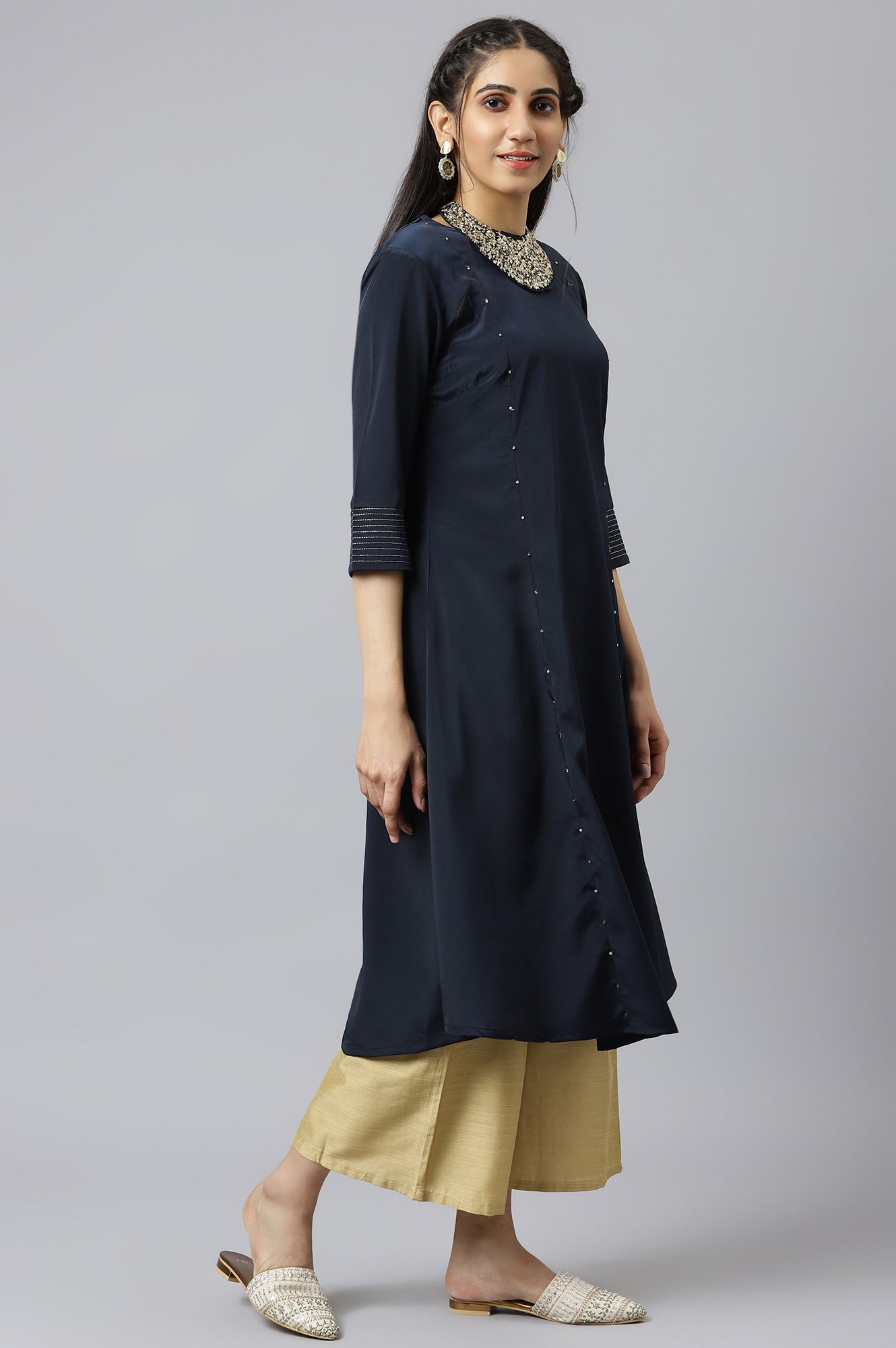 Blue Sequin Light Festive kurta