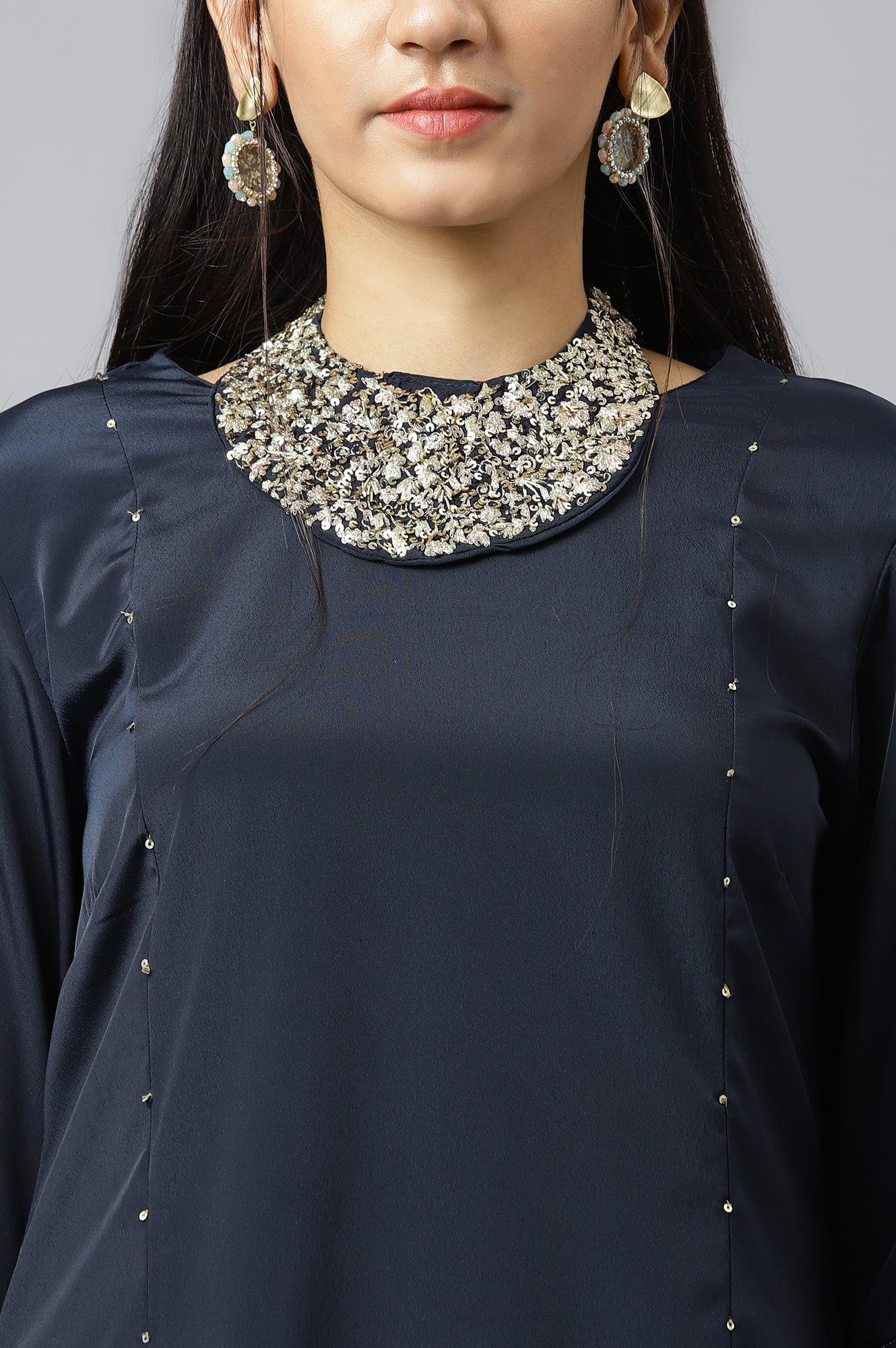 Blue Sequin Light Festive kurta