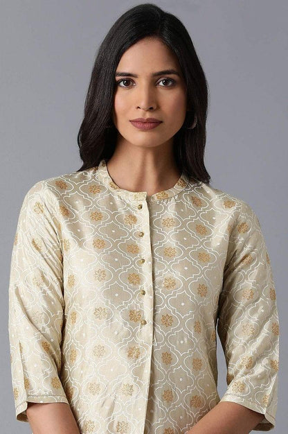 Beige Print kurta - wforwoman