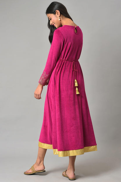 Pink Zari Embroidered Straight Kurta, Pant And Dupatta Set - wforwoman