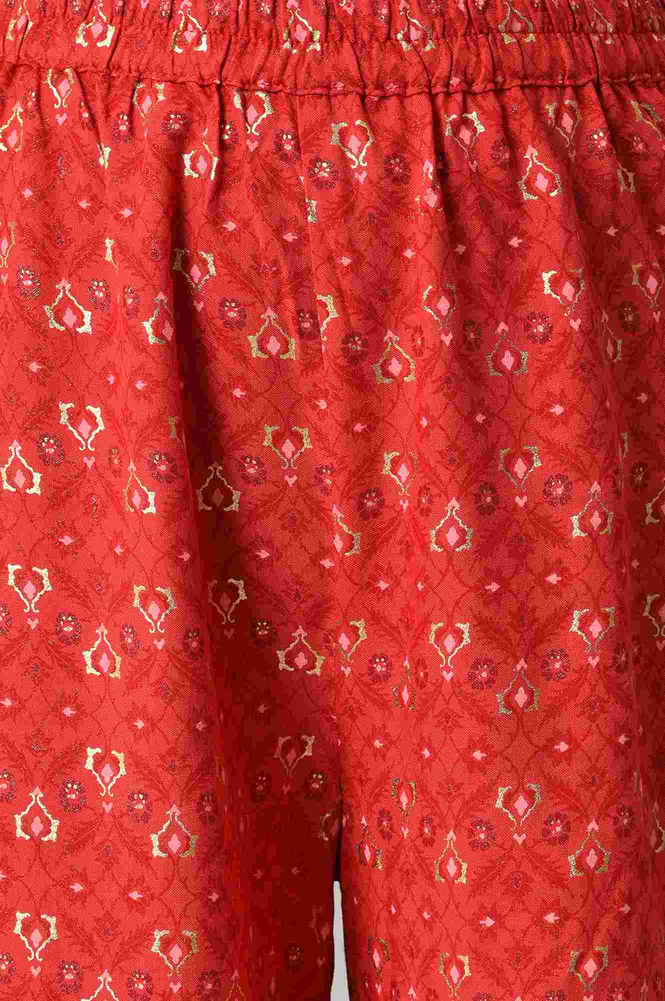 LIVA Girls Red Floral Printed Top and Sharara