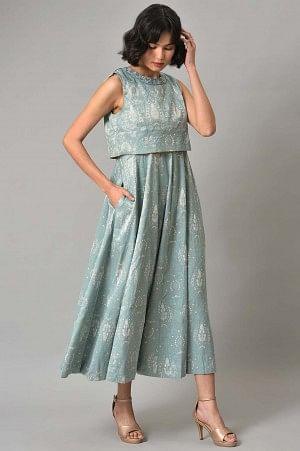 Light Blue Embroidered Cape Cocktail Dress - wforwoman