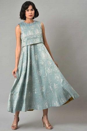 Light Blue Embroidered Cape Cocktail Dress - wforwoman