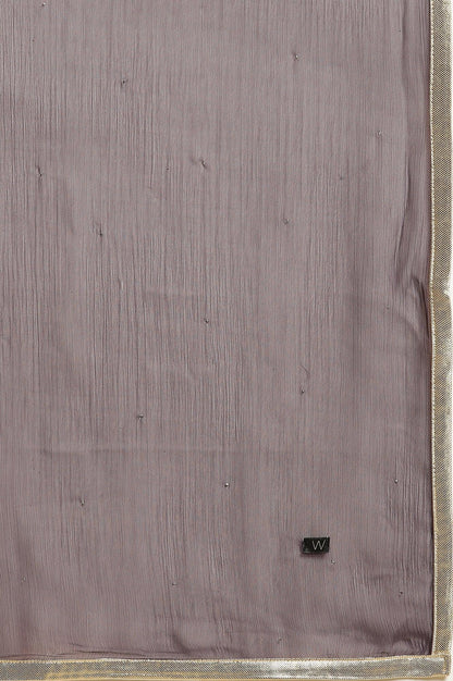 Purple Zari Jacquard Peplum Top With Skirt And Dupatta - wforwoman