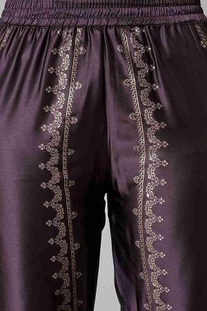 Peach Embroidered kurta With Purple Parallel Pants And Dupatta - wforwoman