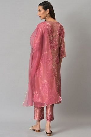 Light Pink Silk kurta With Pants And Dupatta