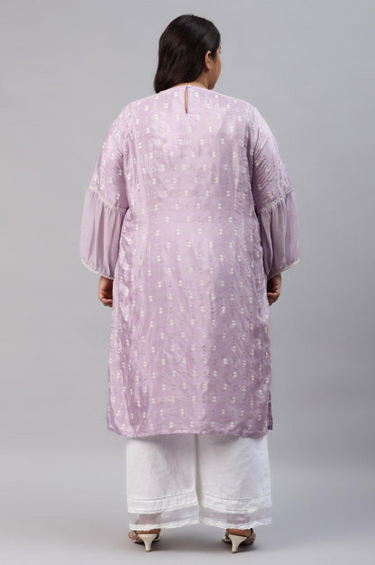 Lavender Shantung Plus Size kurta With Embroidery - wforwoman