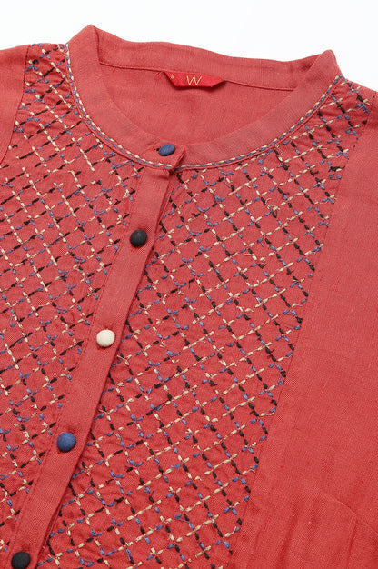 Brick Red Embroidered kurta