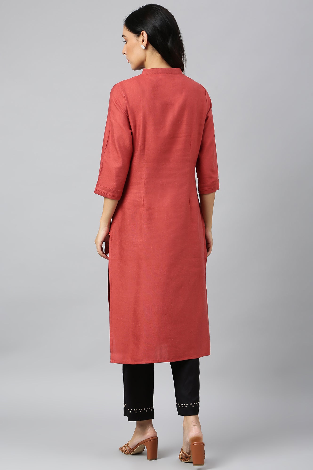 Brick Red Embroidered kurta