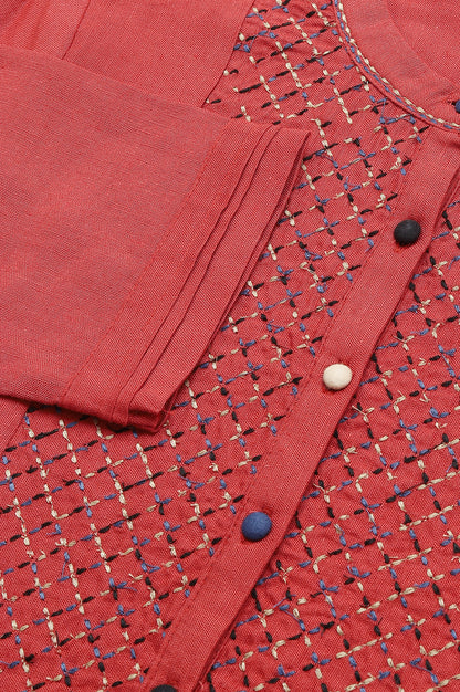 Brick Red Embroidered kurta