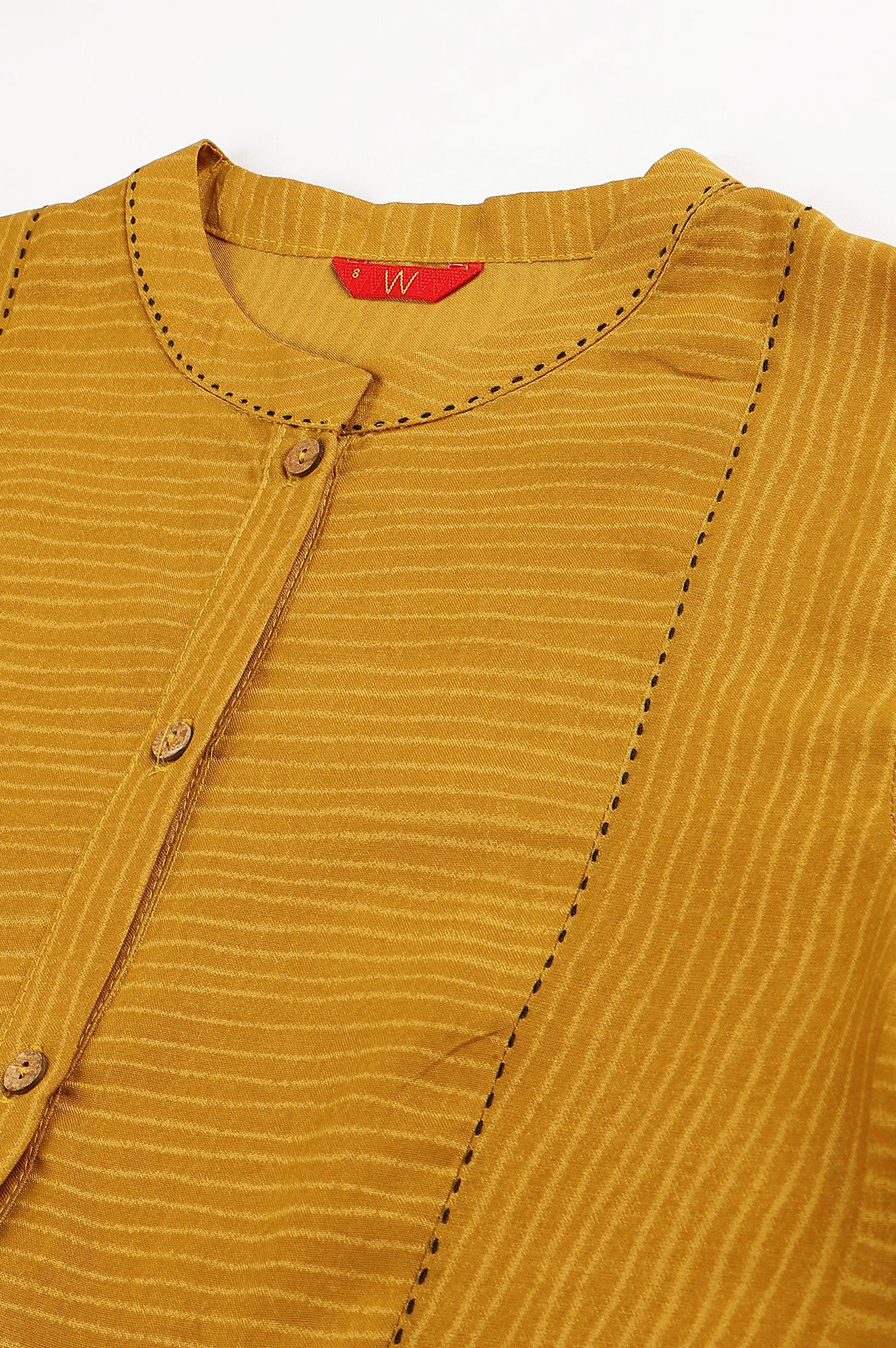 Yellow Thread Embroidered Rayon kurta