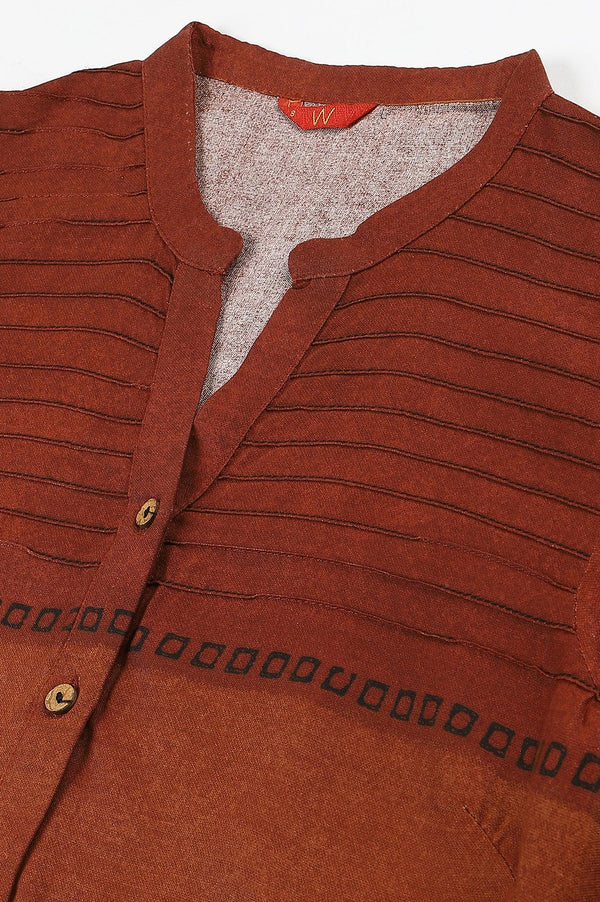 Red Pintuck Colour Block kurta