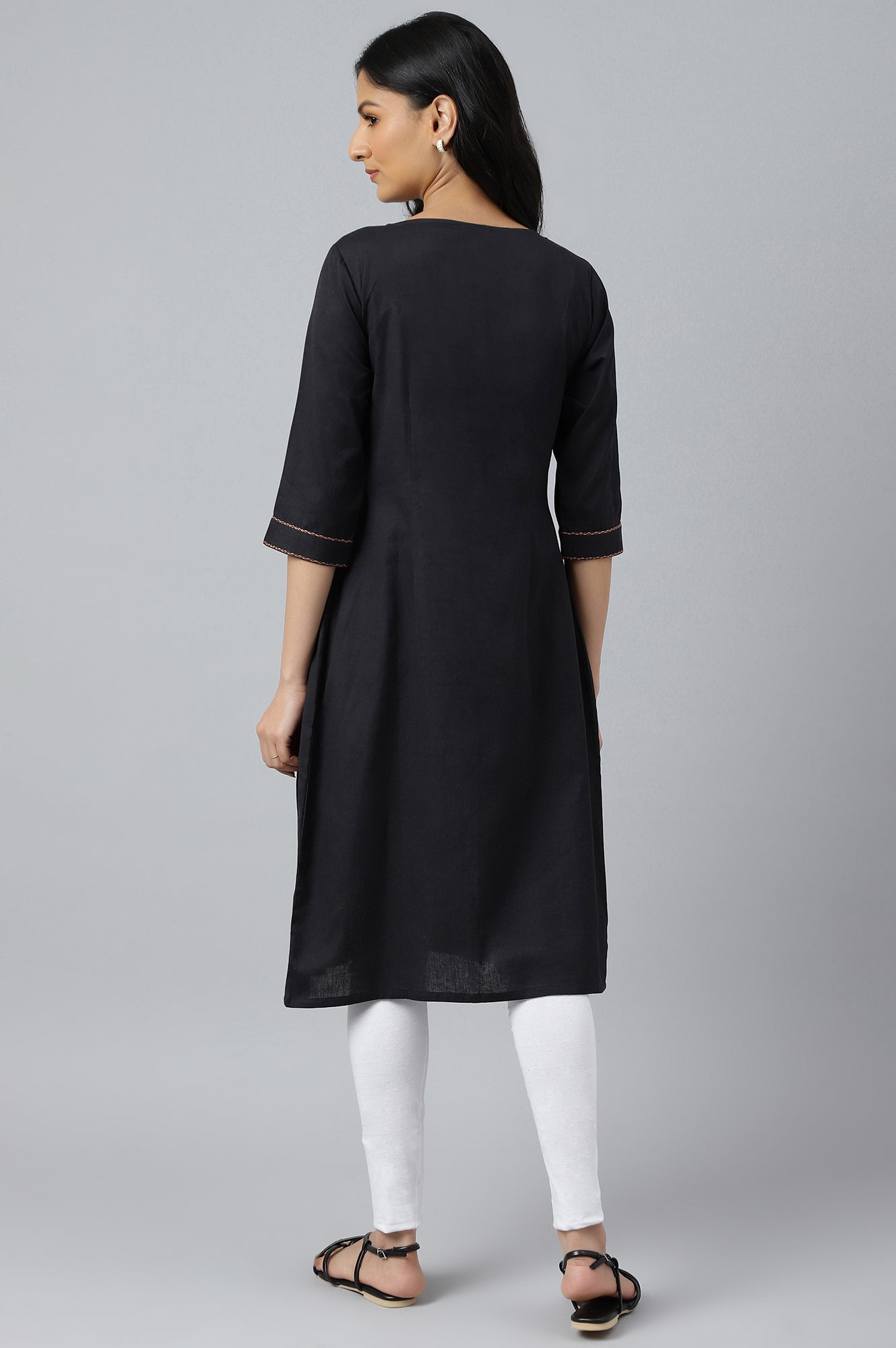 Black Bock Pleated Embroidered kurta