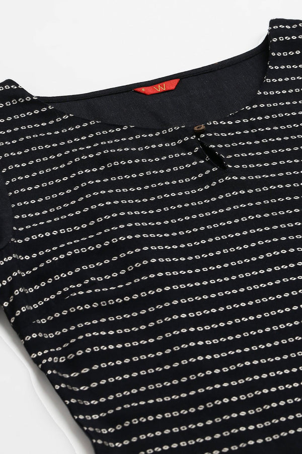 Black Dobby Colour Blocked kurta