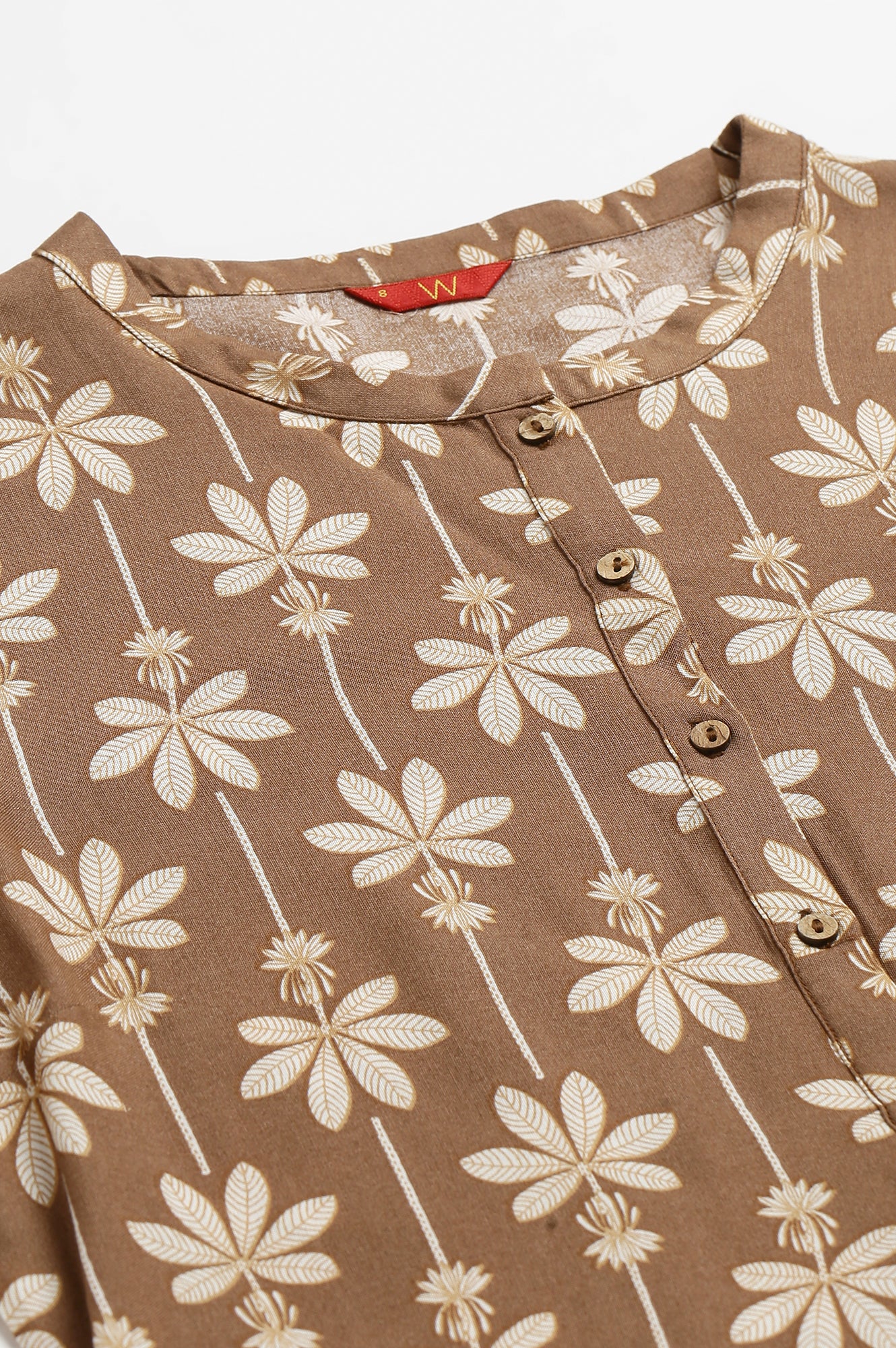 Brown Printed Button Down Kurta