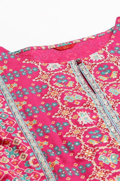 Dark Pink A-Line Printed kurta