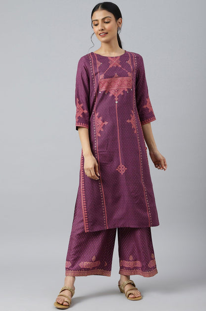 Purple Rayon kurta With Coins And Sequins Embellishment - wforwoman