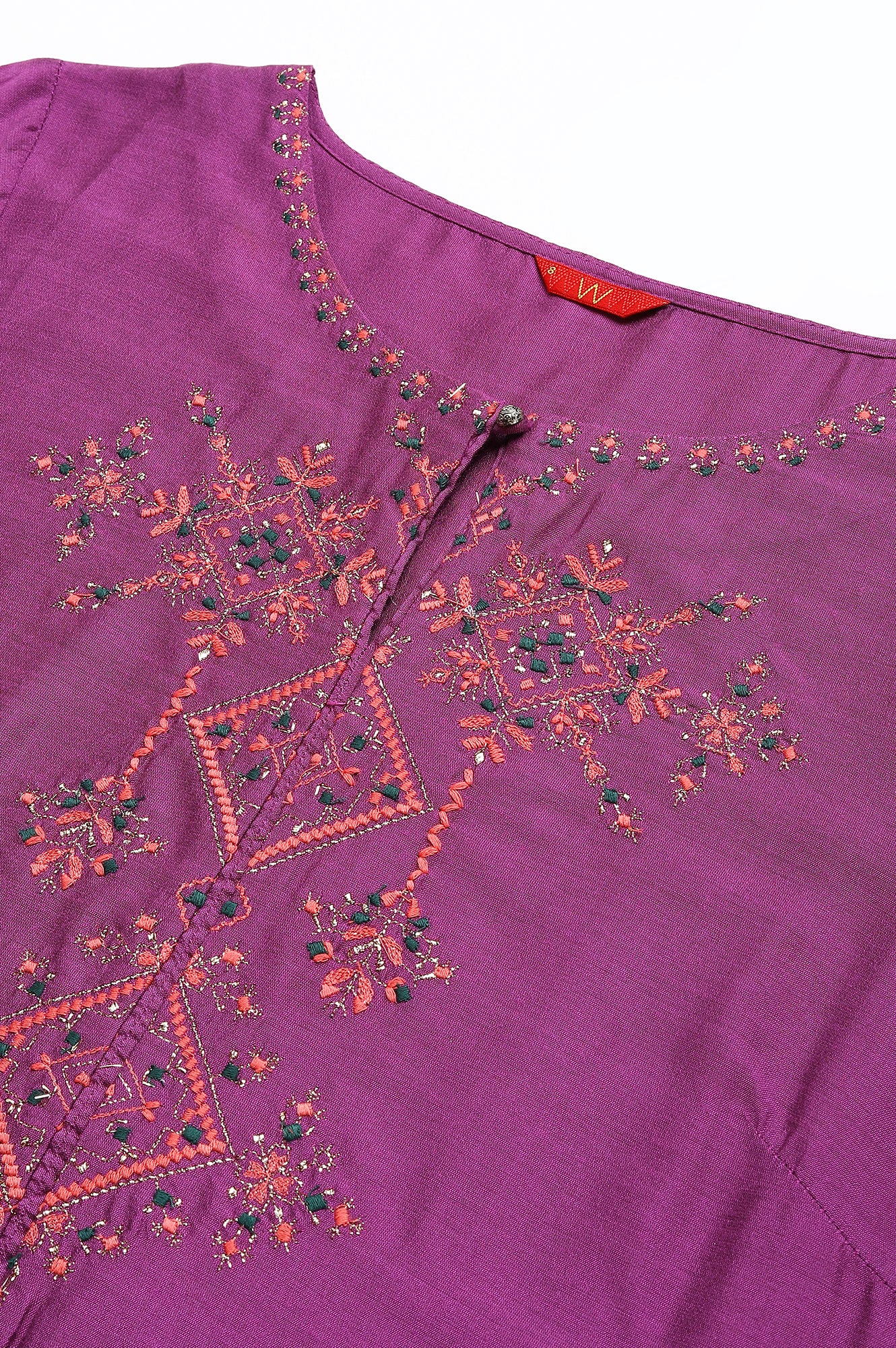 Purple Embroidered Straight kurta