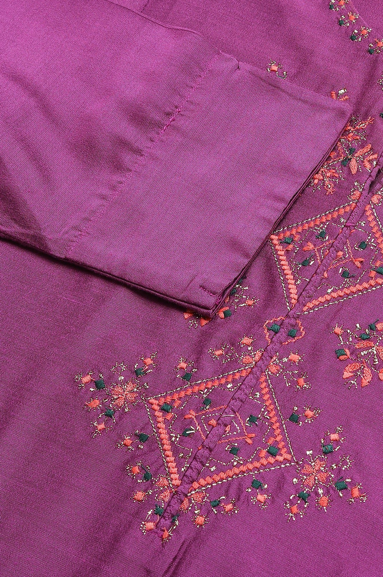 Purple Embroidered Straight kurta