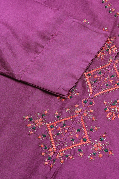 Purple Embroidered Straight kurta