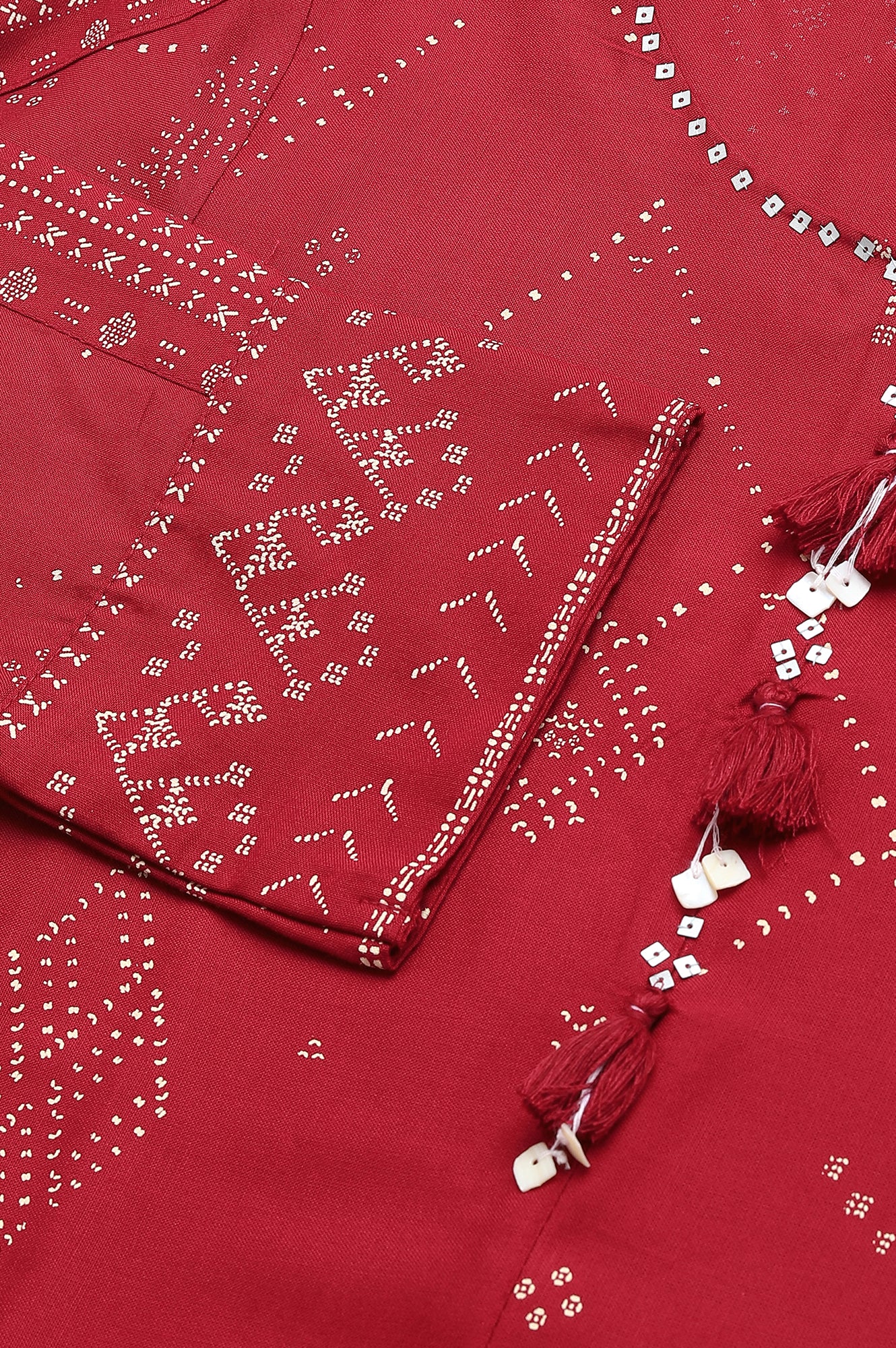 Maroon Cowl Hemline kurta With Shell Detail