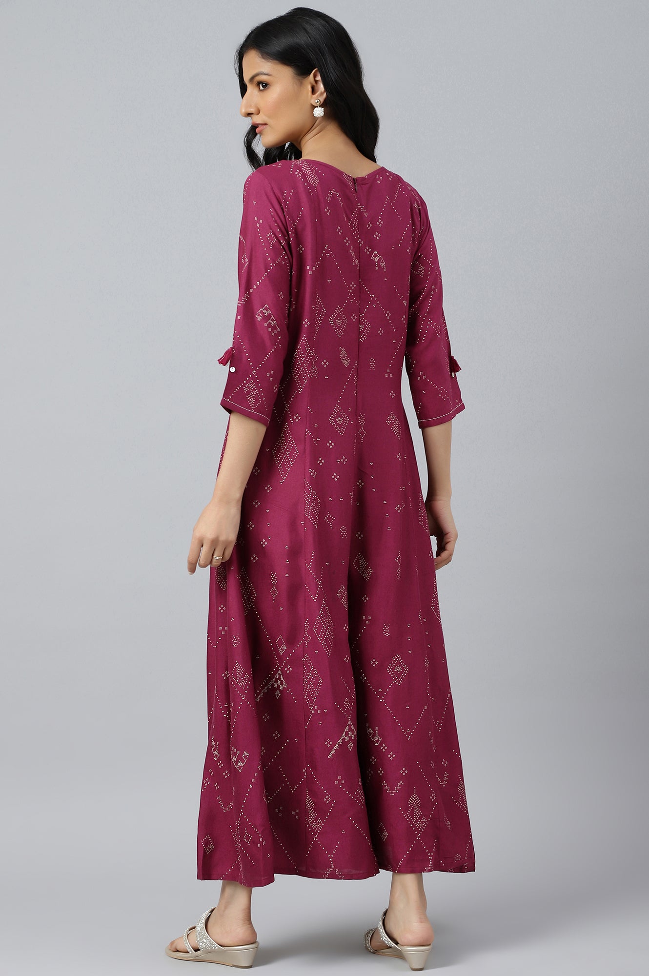 Wine Mock Layer Kimono Jumpsuit With Shell