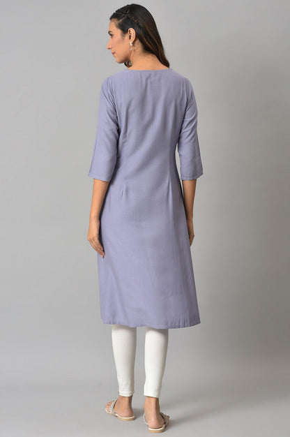 Purple Panelled kurta With Front Slit - wforwoman