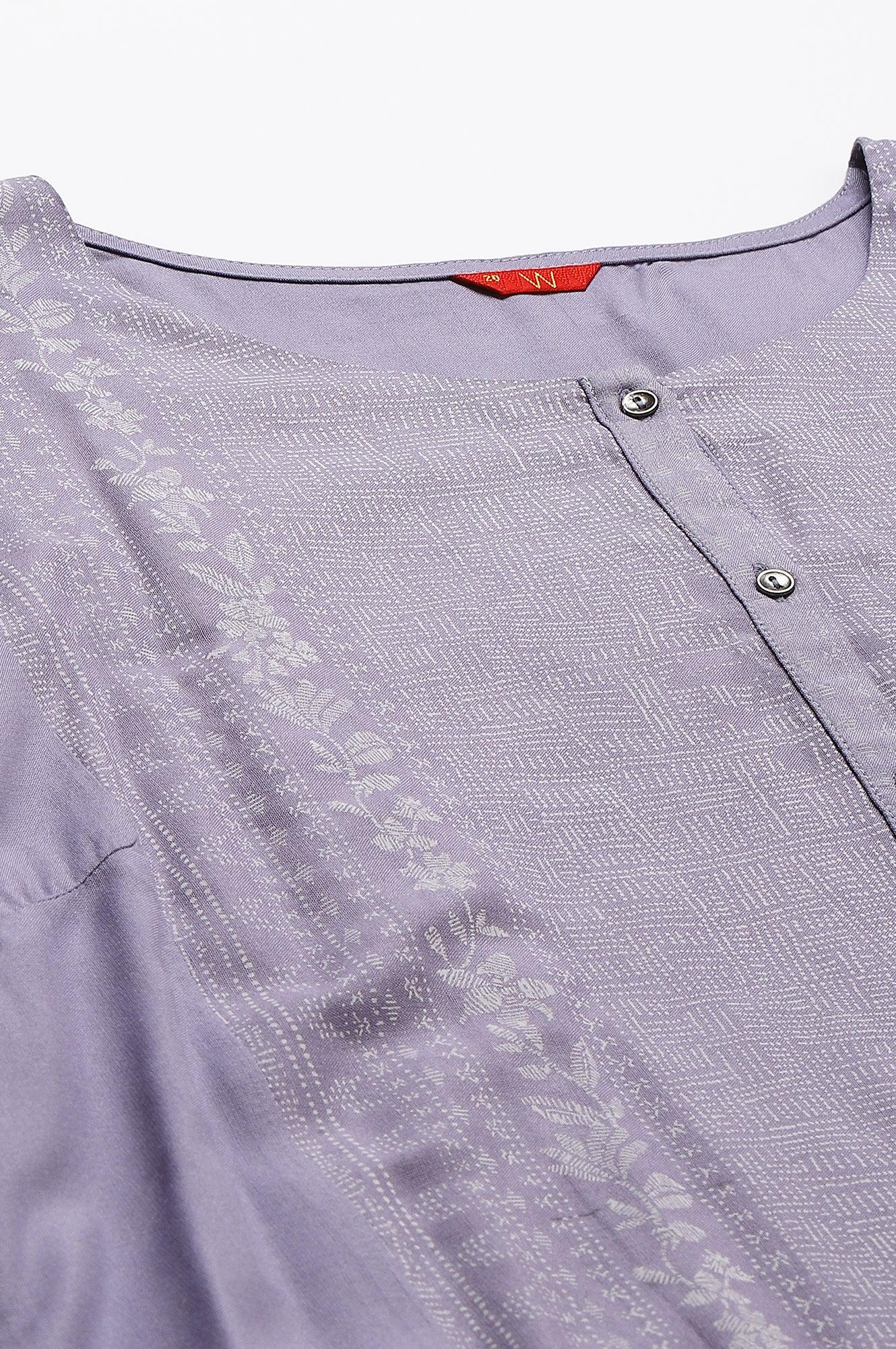 Plus Size Purple Panelled kurta With Front Slit - wforwoman