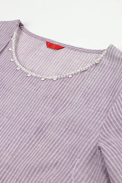 Lilac Embroidered Mock Layer kurta - wforwoman