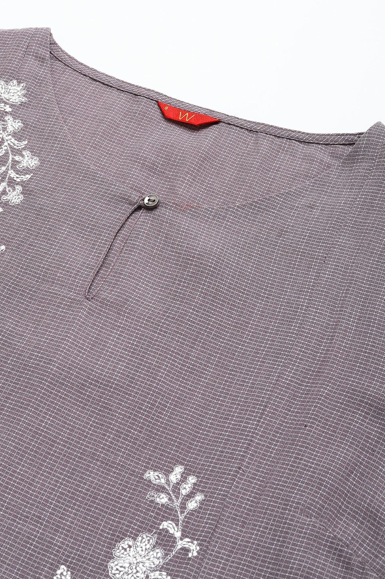 Dusk Purple Embroidered kurta - wforwoman