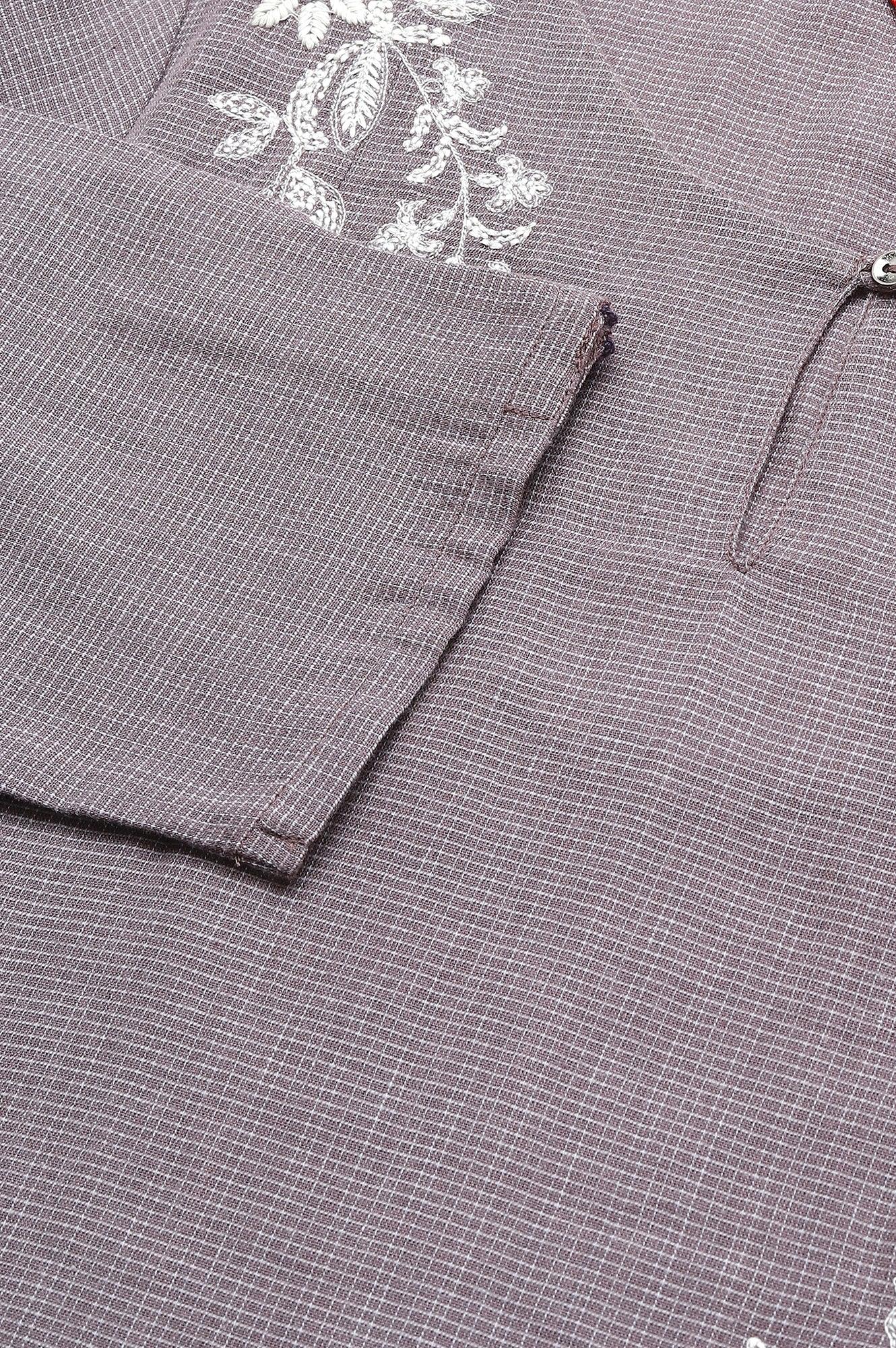 Dusk Purple Embroidered kurta - wforwoman