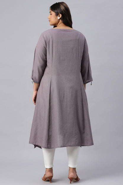 Plus Size Dusk Purple Embroidered kurta - wforwoman