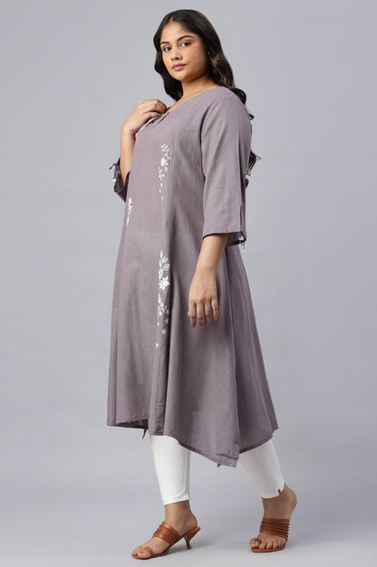 Plus Size Dusk Purple Embroidered kurta - wforwoman