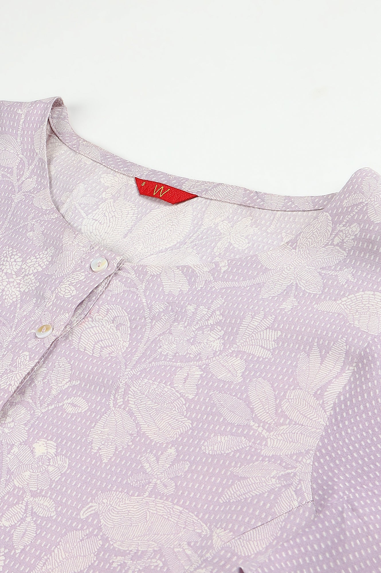 Purple Floral Printed Half Placket kurta