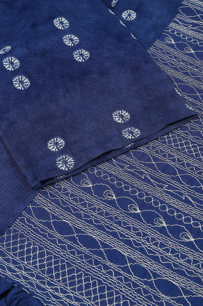 Indigo Thread Embroidered Rayon kurta - wforwoman