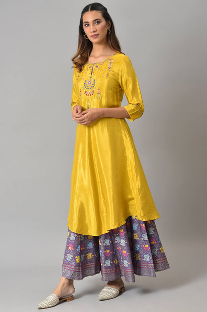 Mellow Yellow Embroidered A-Line kurta