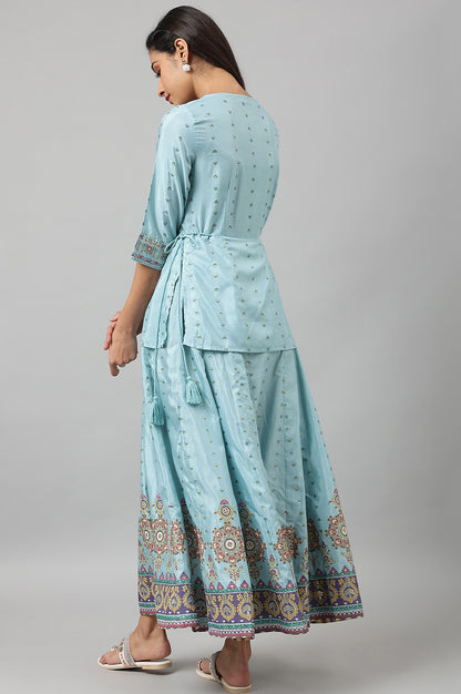 Light Blue Attached Dress With Embroidery