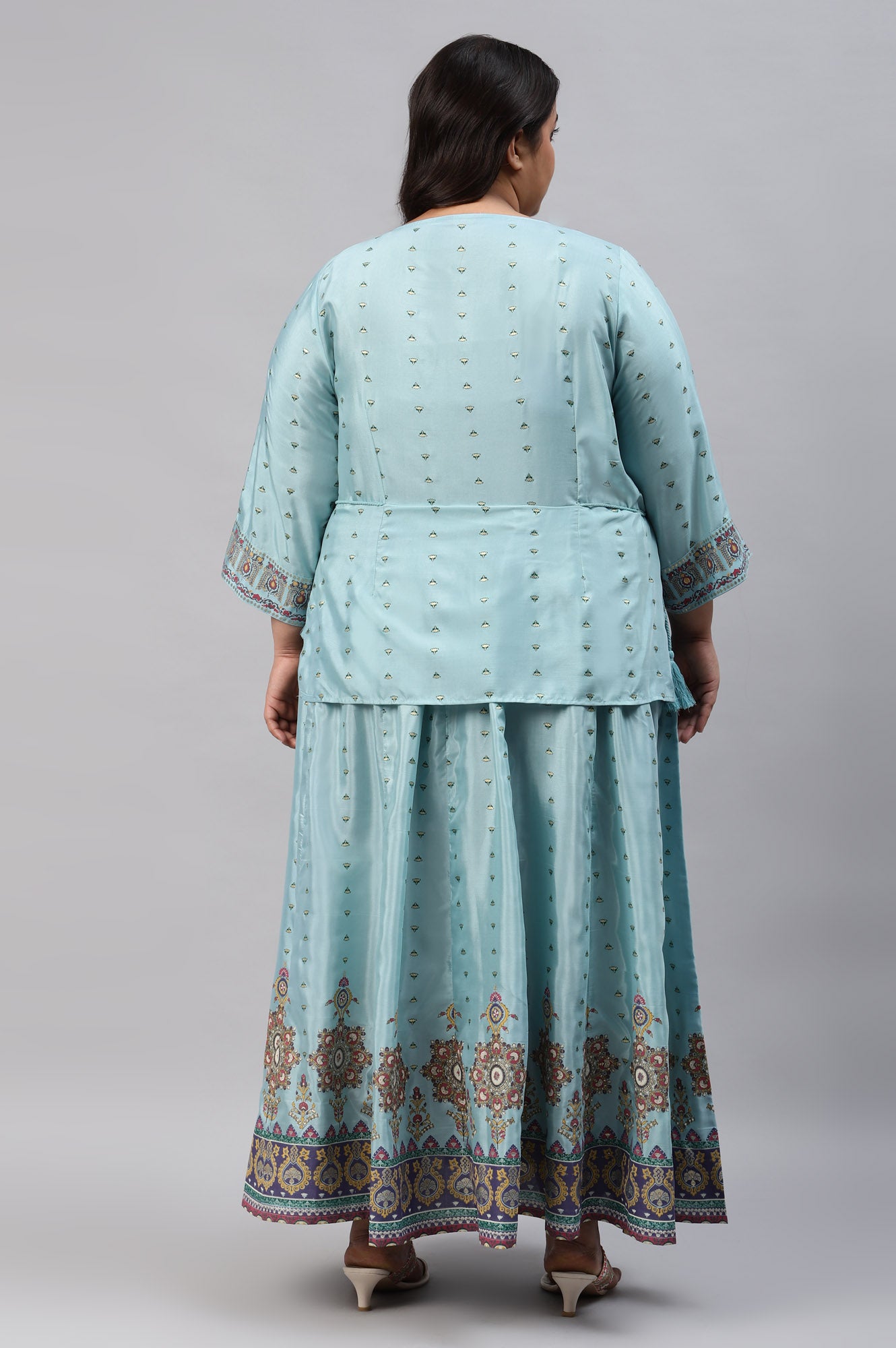 Plus Size Light Blue Embroidered Duo Dress