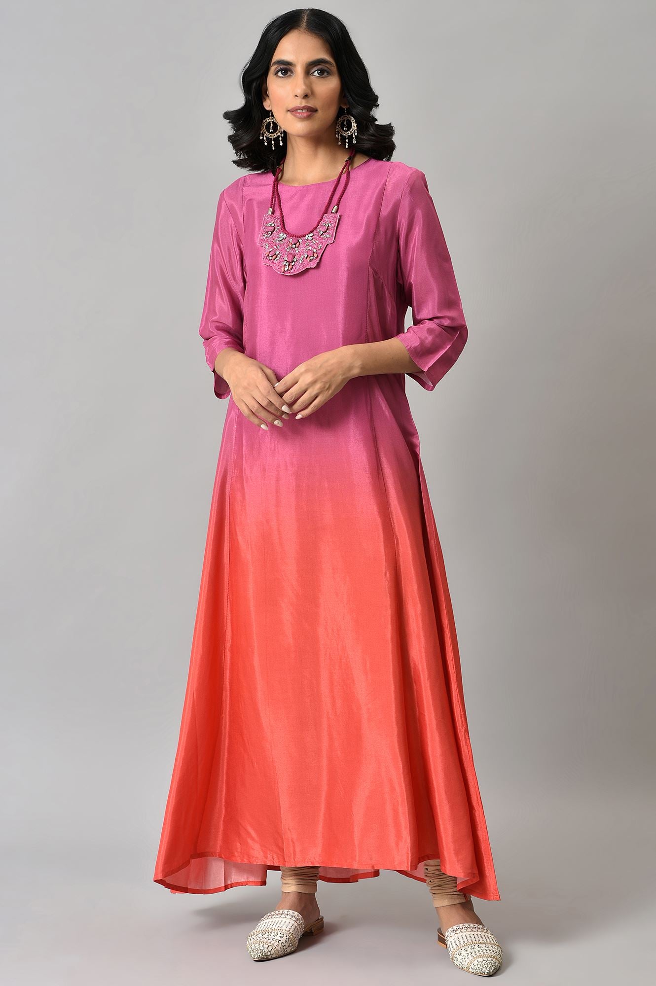 Purple and Red Ombre Dress with Neckpiece – wforwoman