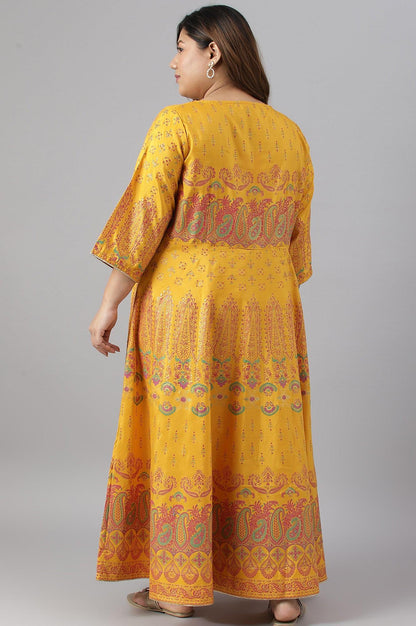 Plus Size Murtard Indie Dress With Embellished Neckline - wforwoman