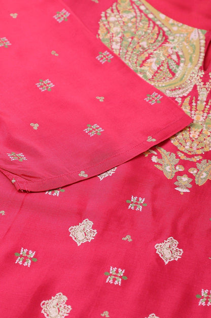 Plus Size Dark Pink Glitter Placement Print kurta - wforwoman