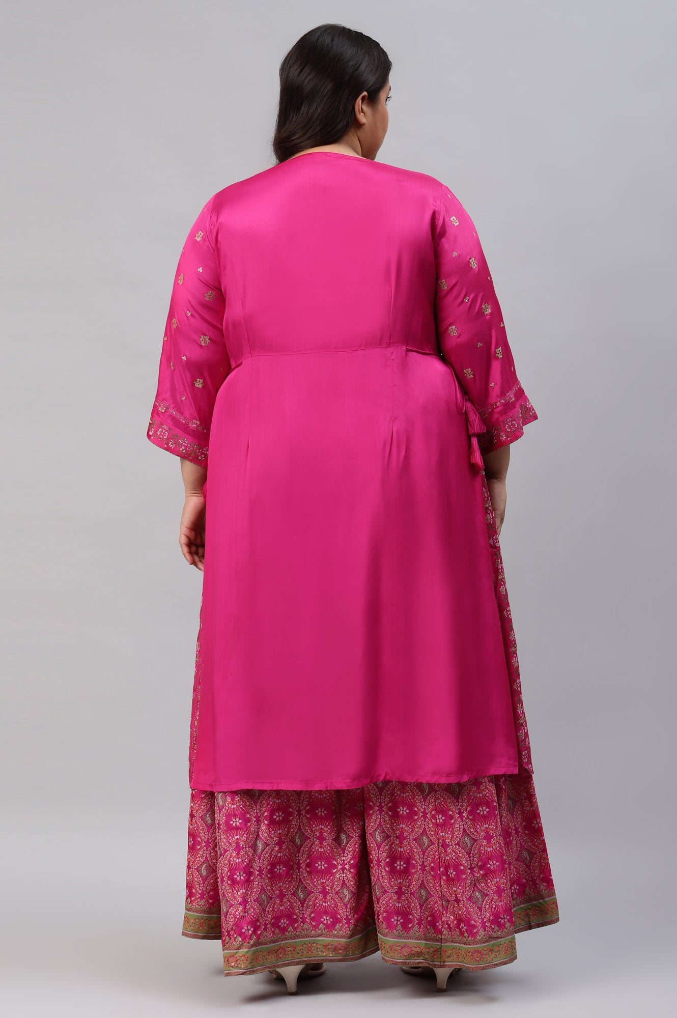 Pink Flared Floral Printed Festive Plus Size kurta