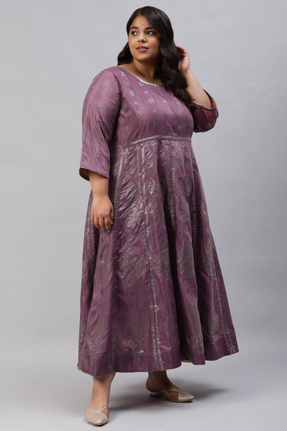 Plus Size Purple Festive Gathered Shantung Dress - wforwoman