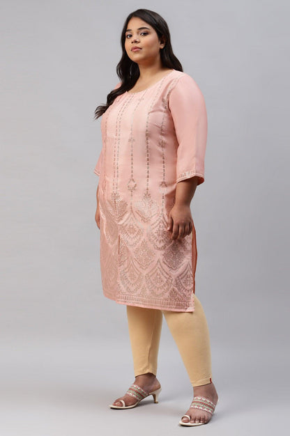 Plus Size Blush Pink Mukaish Printed kurta - wforwoman