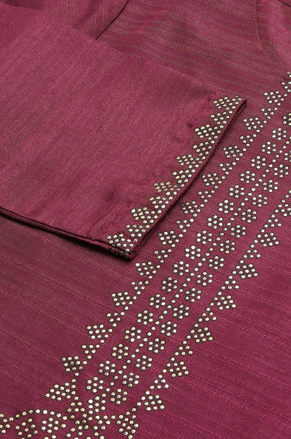 Purple Karnatka Silk Mukaish Print kurta - wforwoman